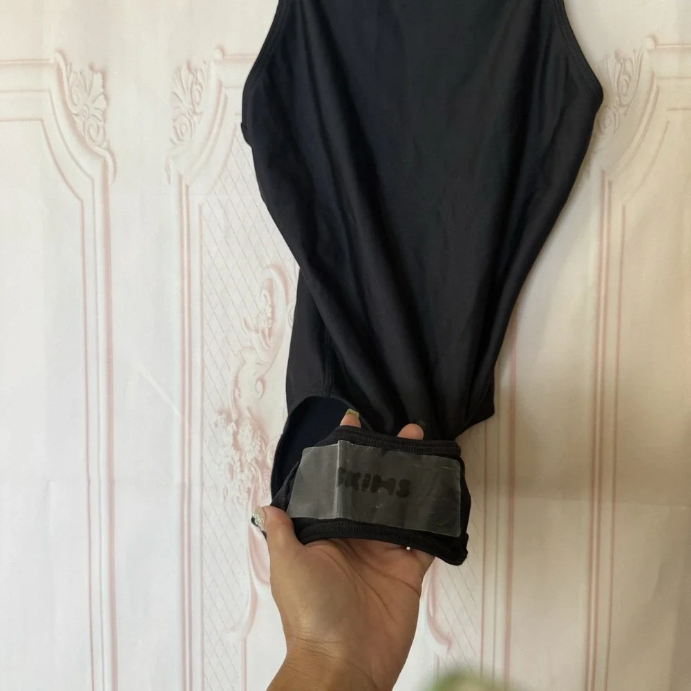 SKIMS Iconic Swim High Neck One Piece Obsidian Black Size S $94 NWT